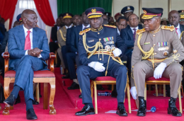 A file photo of President William Ruto, IG Douglas Kanja and DIG Gilbert Masengeli.